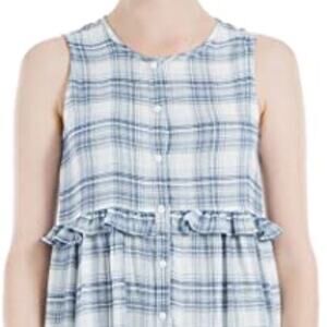 NWT Max Studio Women's Top Blue White Plaid XS